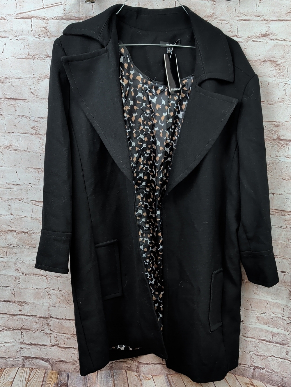 Premise Black Trench Coat XL New Nwt